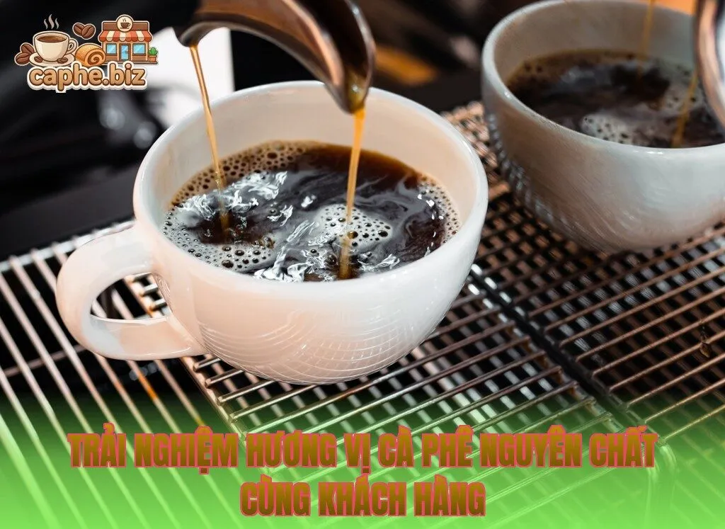 Trải nghiệm hương vị cà phê nguyên chất cùng khách hàng