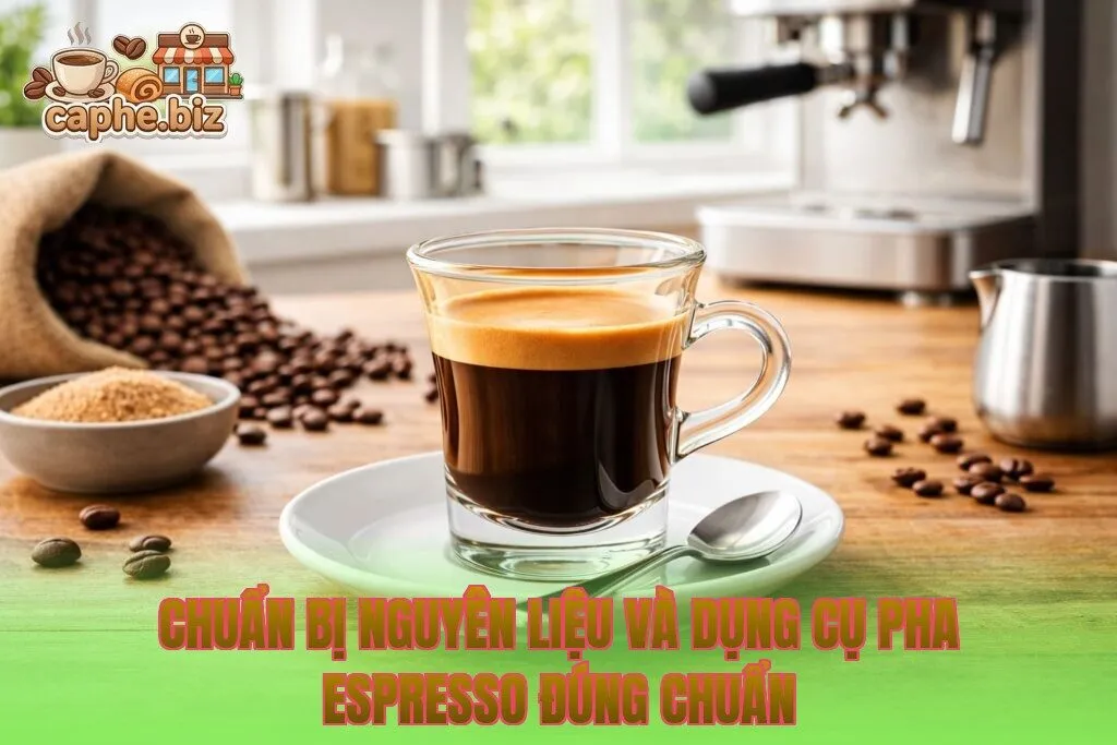 Chuẩn bị nguyên liệu và dụng cụ pha Espresso đúng chuẩn